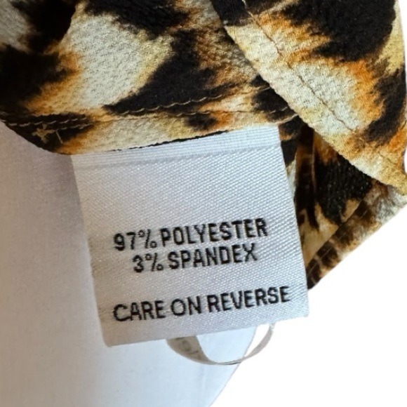 Calvin Klein Animal Print Short Sleeve Blouse Top Small Brown Black Neutral - Picture 6 of 6